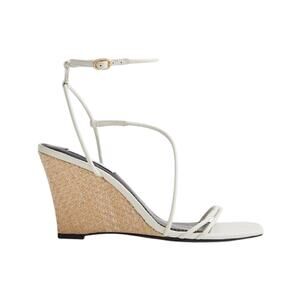 Reiss NWOB Kali Leather Strappy Wedge Espadrille Sandals Size 41 US 10.5 White